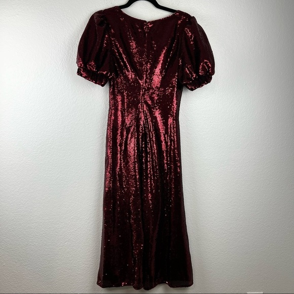 KEEPSAKE THE LABEL Farewell Sequined Puff Sleeve Midi Dress, Red, Size 00, NWT! - Picture 9 of 10